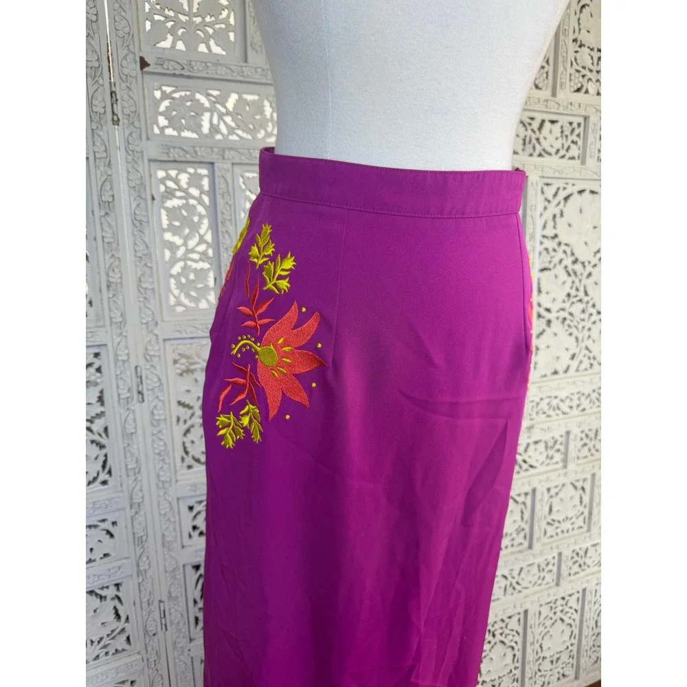 Rhythm Pink Floral Embroidered Maxi Skirt Womens XS Coquette Festival Twee - Picture 4 of 8